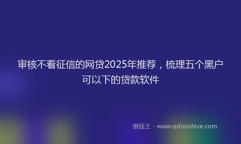 审核不看征信的网贷2025年推荐，梳理五个黑户可以下的贷款软件