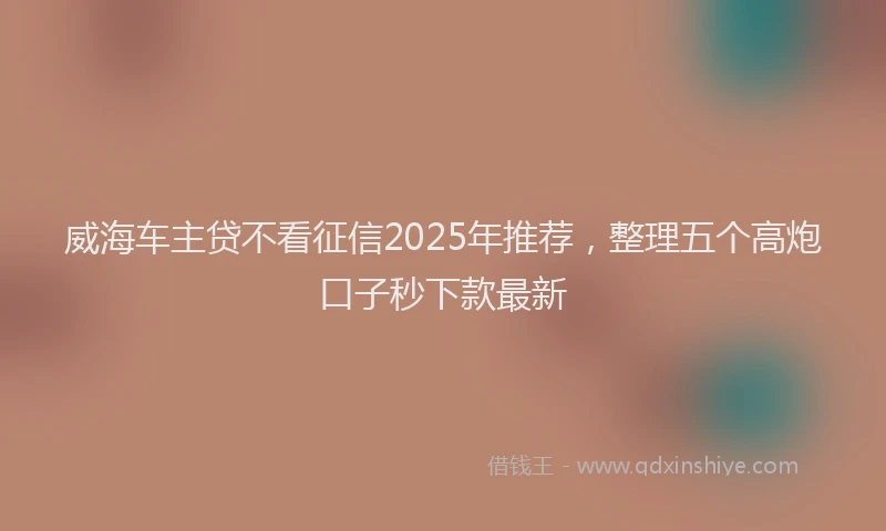 威海车主贷不看征信2025年推荐，整理五个高炮口子秒下款最新