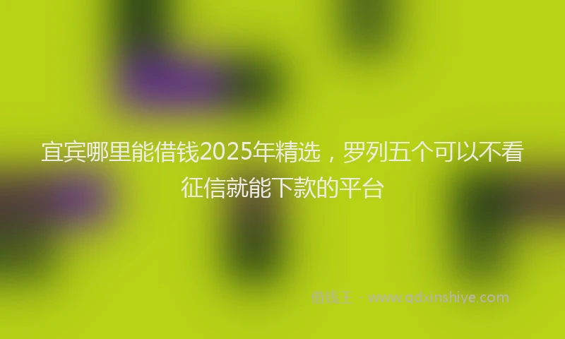 宜宾哪里能借钱2025年精选，罗列五个可以不看征信就能下款的平台