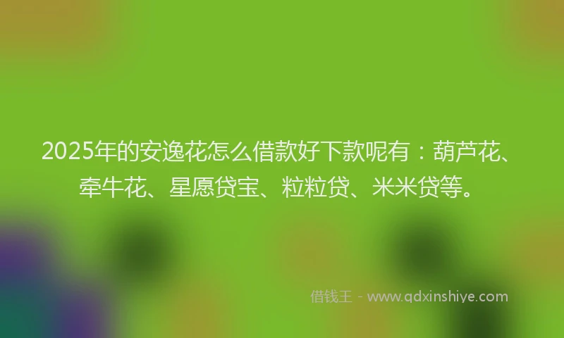 2025年的安逸花怎么借款好下款呢有：葫芦花、牵牛花、星愿贷宝、粒粒贷、米米贷等。