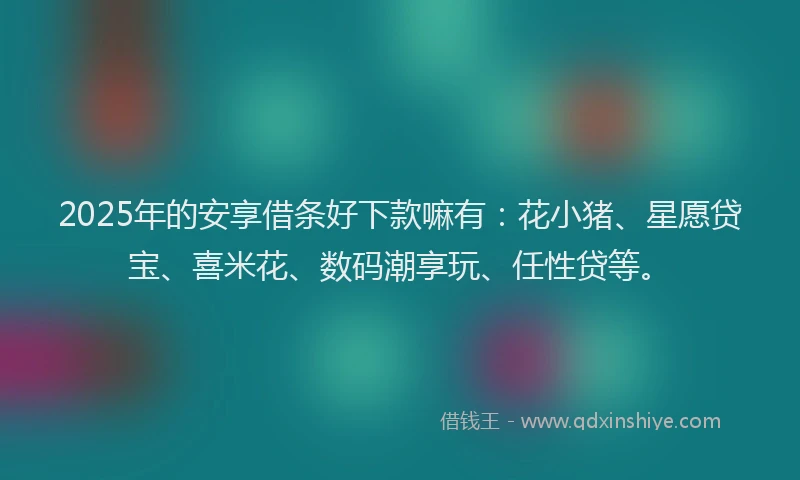 2025年的安享借条好下款嘛有：花小猪、星愿贷宝、喜米花、数码潮享玩、任性贷等。