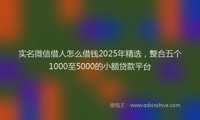 实名微信借人怎么借钱2025年精选，整合五个1000至5000的小额贷款平台