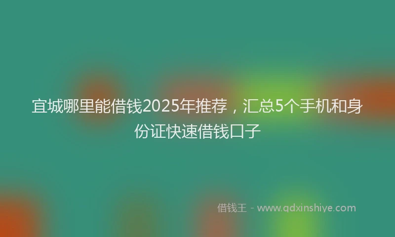 宜城哪里能借钱2025年推荐，汇总5个手机和身份证快速借钱口子