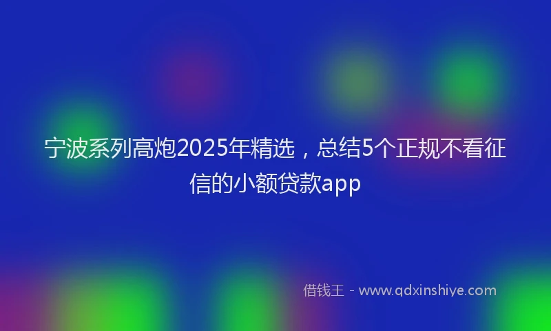 宁波系列高炮2025年精选，总结5个正规不看征信的小额贷款app