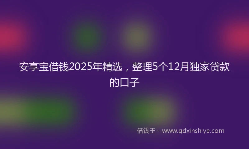 安享宝借钱2025年精选，整理5个12月独家贷款的口子