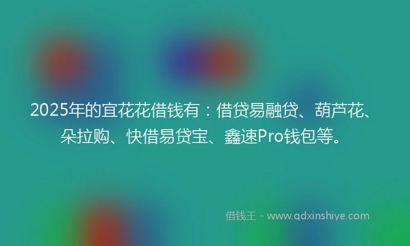 2025年的宜花花借钱有：借贷易融贷、葫芦花、朵拉购、快借易贷宝、鑫速Pro钱包等。
