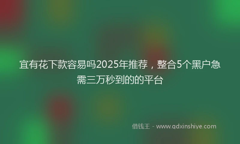 宜有花下款容易吗2025年推荐，整合5个黑户急需三万秒到的的平台