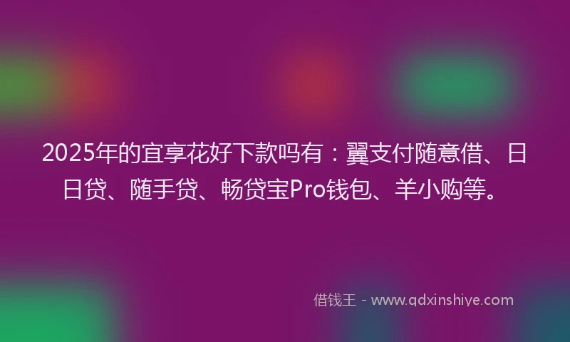 2025年的宜享花好下款吗有：翼支付随意借、日日贷、随手贷、畅贷宝Pro钱包、羊小购等。