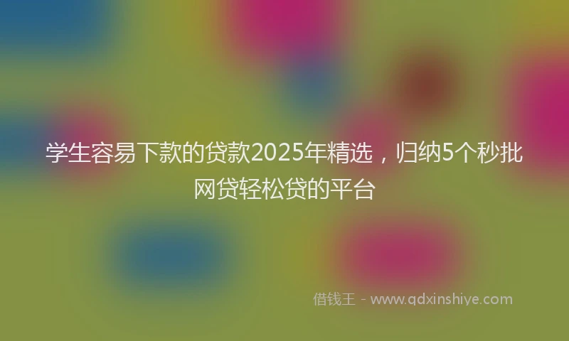 学生容易下款的贷款2025年精选，归纳5个秒批网贷轻松贷的平台