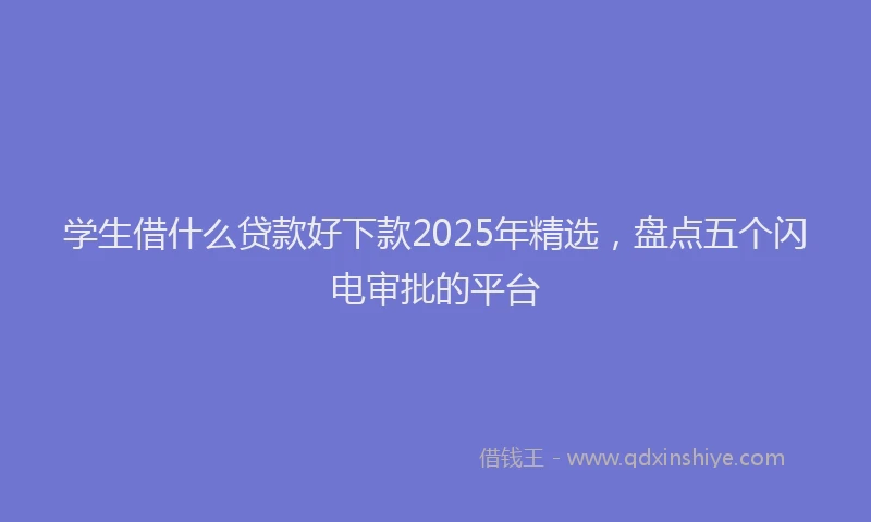 学生借什么贷款好下款2025年精选，盘点五个闪电审批的平台