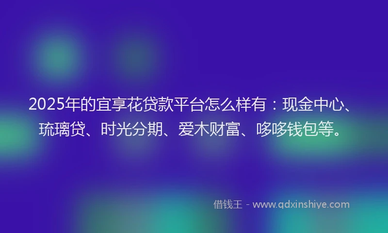 2025年的宜享花贷款平台怎么样有：现金中心、琉璃贷、时光分期、爱木财富、哆哆钱包等。