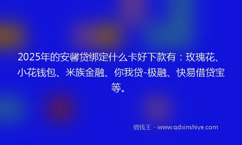 2025年的安馨贷绑定什么卡好下款有：玫瑰花、小花钱包、米族金融、你我贷-极融、快易借贷宝等。