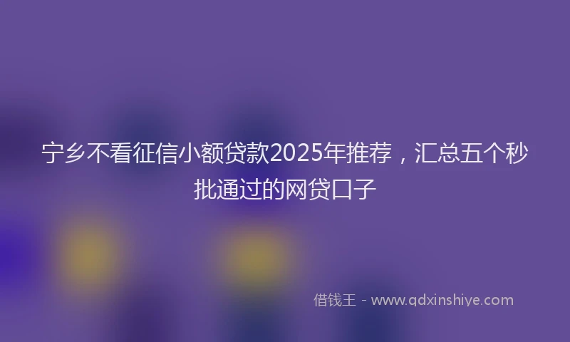 宁乡不看征信小额贷款2025年推荐，汇总五个秒批通过的网贷口子