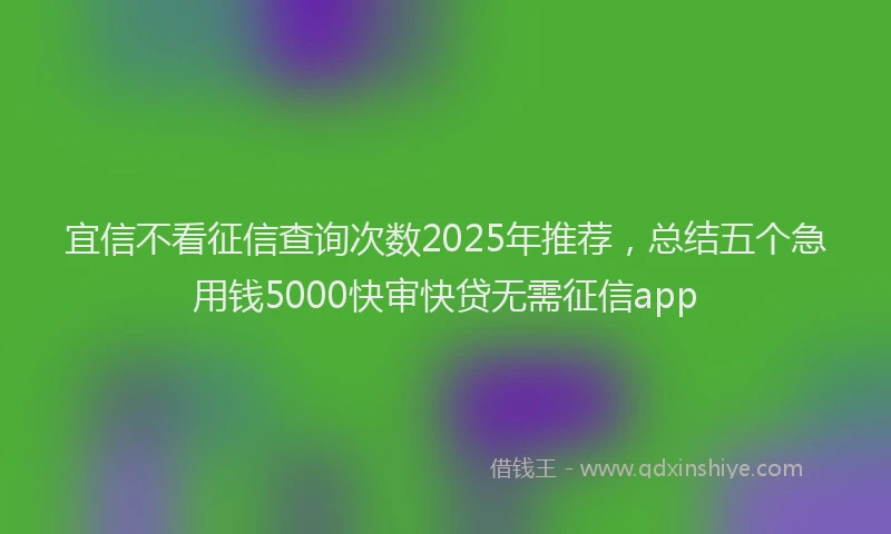 宜信不看征信查询次数2025年推荐，总结五个急用钱5000快审快贷无需征信app