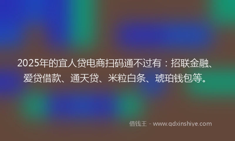 2025年的宜人贷电商扫码通不过有：招联金融、爱贷借款、通天贷、米粒白条、琥珀钱包等。