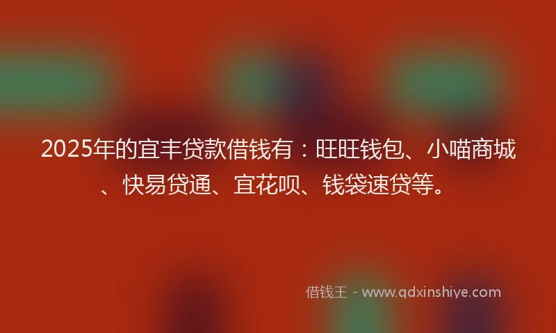 2025年的宜丰贷款借钱有：旺旺钱包、小喵商城、快易贷通、宜花呗、钱袋速贷等。