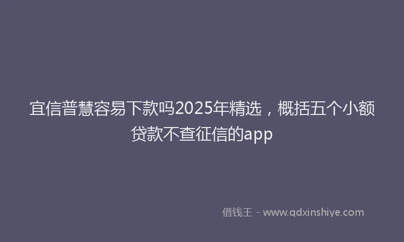 宜信普慧容易下款吗2025年精选，概括五个小额贷款不查征信的app