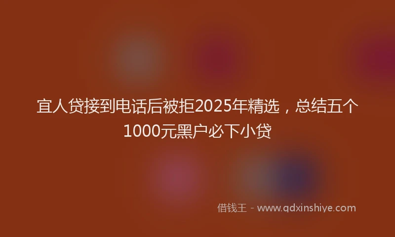 宜人贷接到电话后被拒2025年精选，总结五个1000元黑户必下小贷