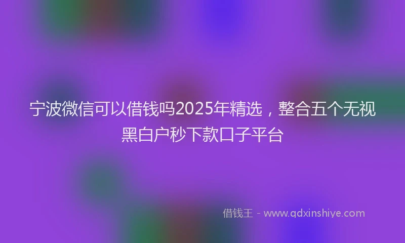 宁波微信可以借钱吗2025年精选，整合五个无视黑白户秒下款口子平台