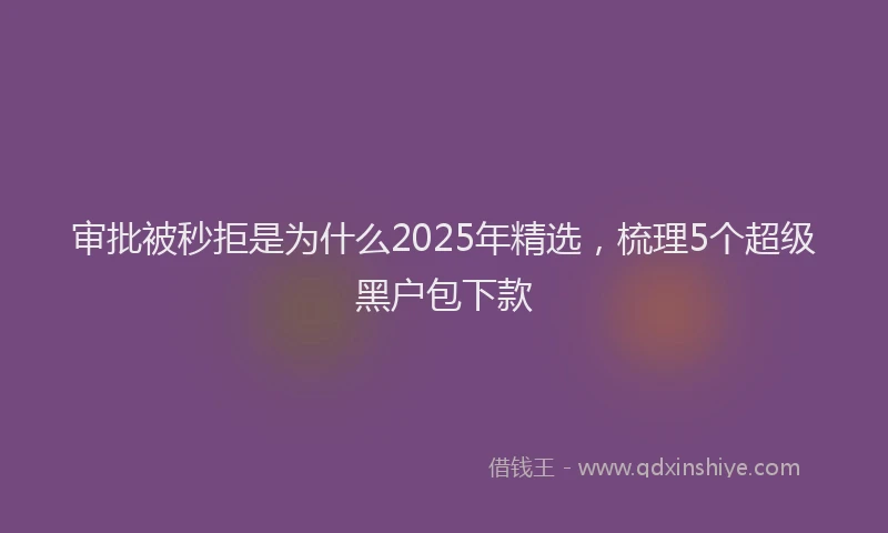 审批被秒拒是为什么2025年精选，梳理5个超级黑户包下款
