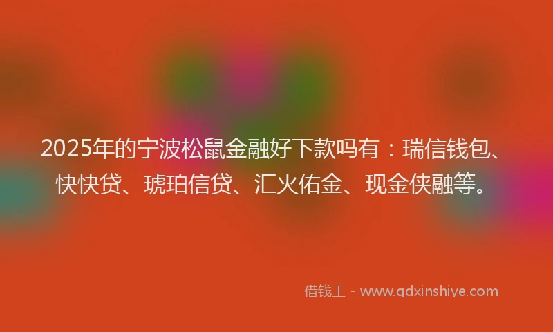 2025年的宁波松鼠金融好下款吗有：瑞信钱包、快快贷、琥珀信贷、汇火佑金、现金侠融等。