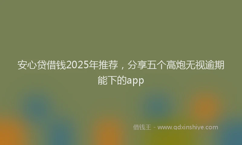 安心贷借钱2025年推荐，分享五个高炮无视逾期能下的app