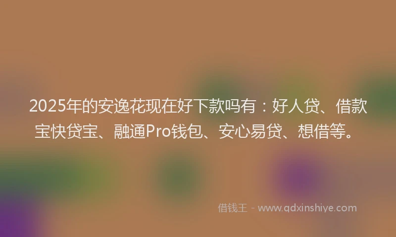 2025年的安逸花现在好下款吗有：好人贷、借款宝快贷宝、融通Pro钱包、安心易贷、想借等。