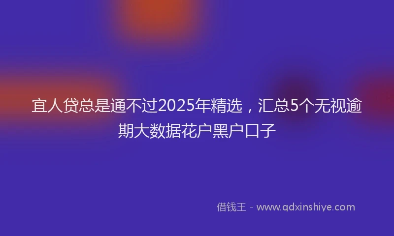 宜人贷总是通不过2025年精选，汇总5个无视逾期大数据花户黑户口子