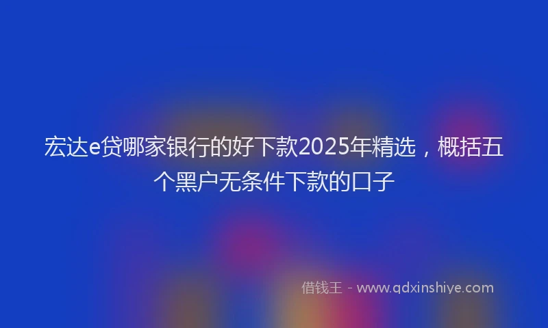 宏达e贷哪家银行的好下款2025年精选，概括五个黑户无条件下款的口子