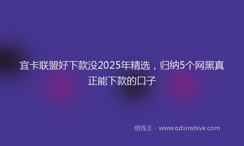 宜卡联盟好下款没2025年精选，归纳5个网黑真正能下款的口子
