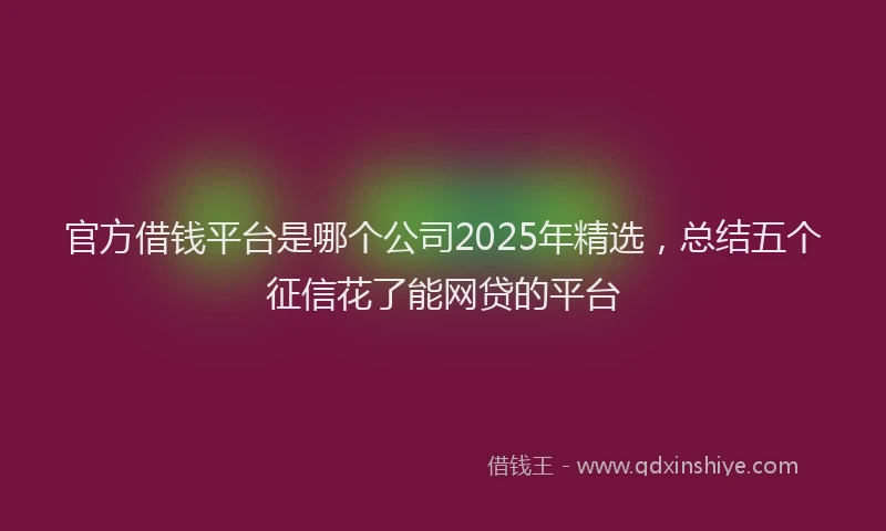 官方借钱平台是哪个公司2025年精选，总结五个征信花了能网贷的平台