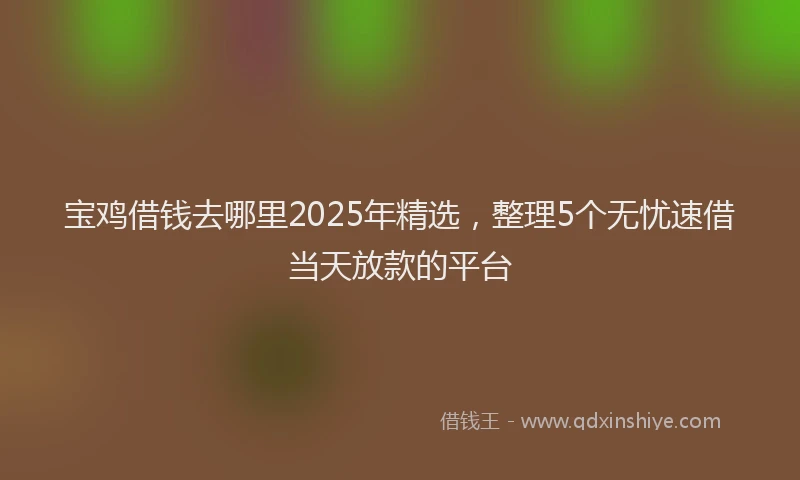 宝鸡借钱去哪里2025年精选，整理5个无忧速借当天放款的平台