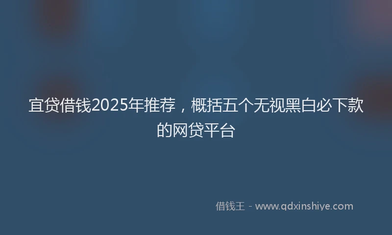 宜贷借钱2025年推荐，概括五个无视黑白必下款的网贷平台