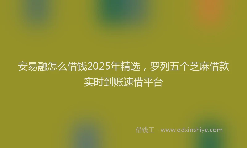 安易融怎么借钱2025年精选，罗列五个芝麻借款实时到账速借平台