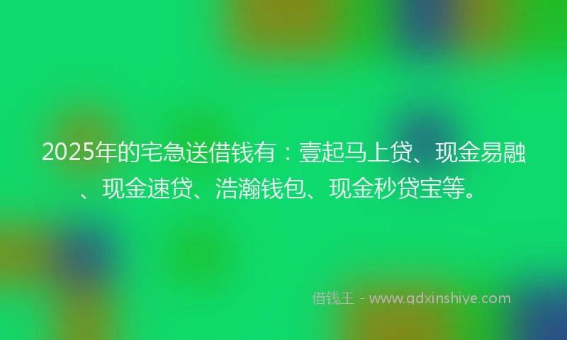 2025年的宅急送借钱有：壹起马上贷、现金易融、现金速贷、浩瀚钱包、现金秒贷宝等。