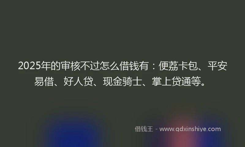 2025年的审核不过怎么借钱有：便荔卡包、平安易借、好人贷、现金骑士、掌上贷通等。