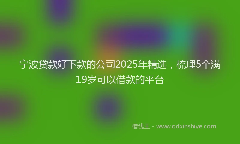 宁波贷款好下款的公司2025年精选，梳理5个满19岁可以借款的平台