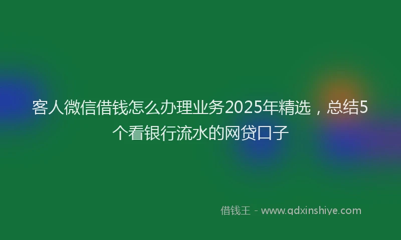 客人微信借钱怎么办理业务2025年精选，总结5个看银行流水的网贷口子