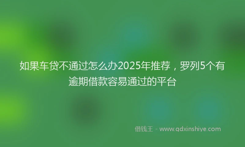 如果车贷不通过怎么办2025年推荐，罗列5个有逾期借款容易通过的平台