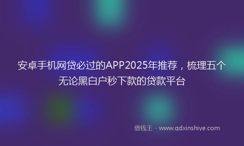 安卓手机网贷必过的APP2025年推荐，梳理五个无论黑白户秒下款的贷款平台