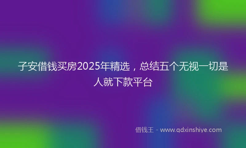 子安借钱买房2025年精选，总结五个无视一切是人就下款平台