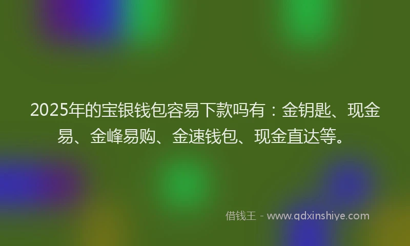 2025年的宝银钱包容易下款吗有：金钥匙、现金易、金峰易购、金速钱包、现金直达等。