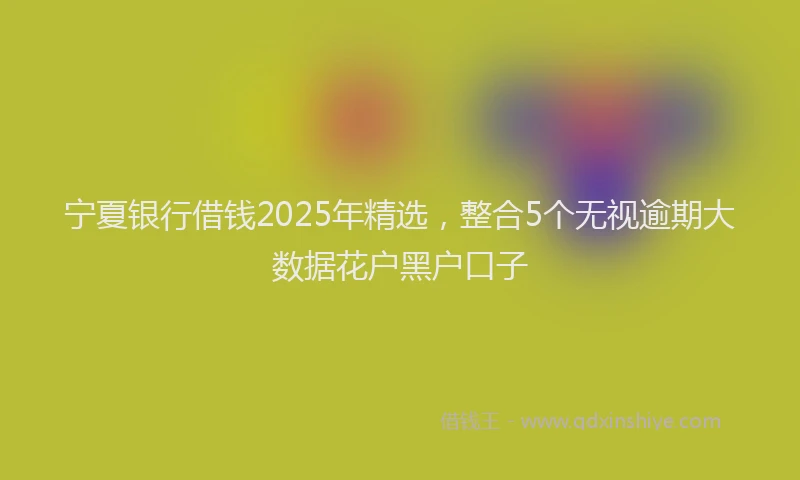 宁夏银行借钱2025年精选，整合5个无视逾期大数据花户黑户口子