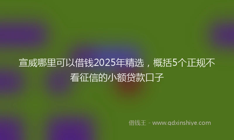 宣威哪里可以借钱2025年精选，概括5个正规不看征信的小额贷款口子