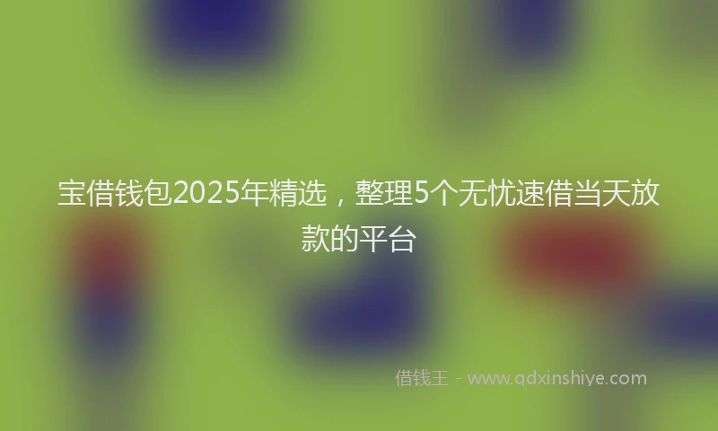 宝借钱包2025年精选，整理5个无忧速借当天放款的平台