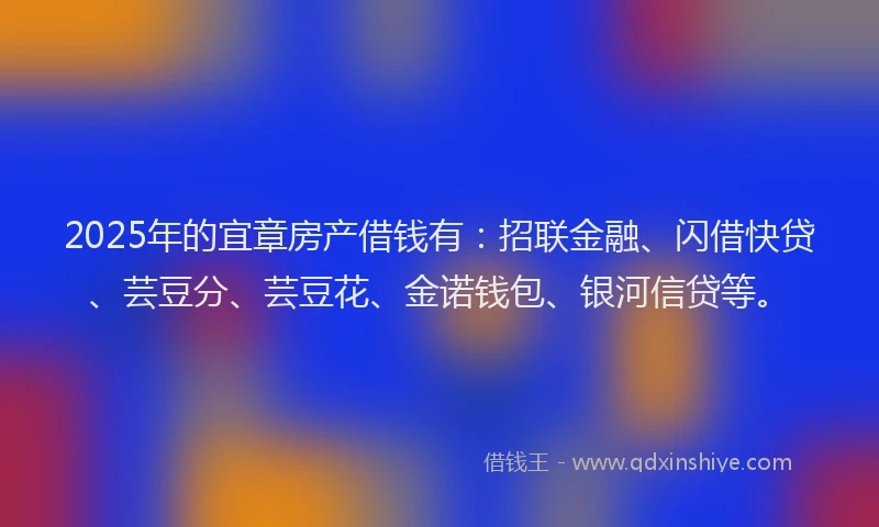2025年的宜章房产借钱有：招联金融、闪借快贷、芸豆分、芸豆花、金诺钱包、银河信贷等。