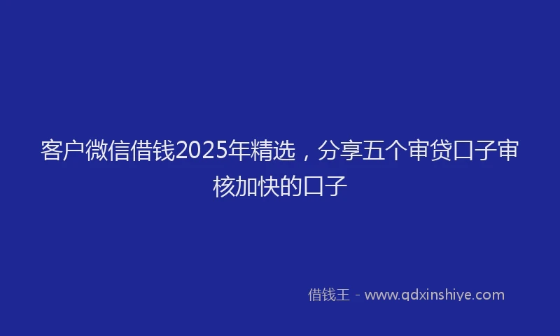 客户微信借钱2025年精选，分享五个审贷口子审核加快的口子