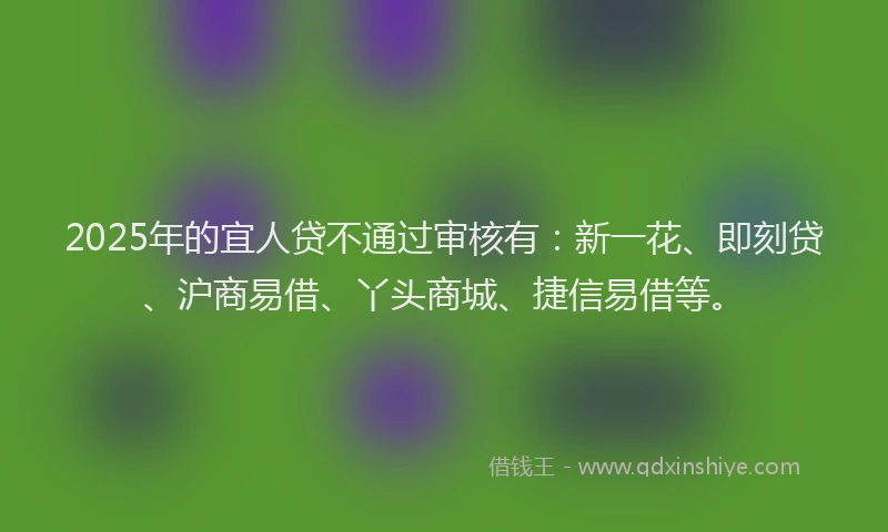 2025年的宜人贷不通过审核有：新一花、即刻贷、沪商易借、丫头商城、捷信易借等。