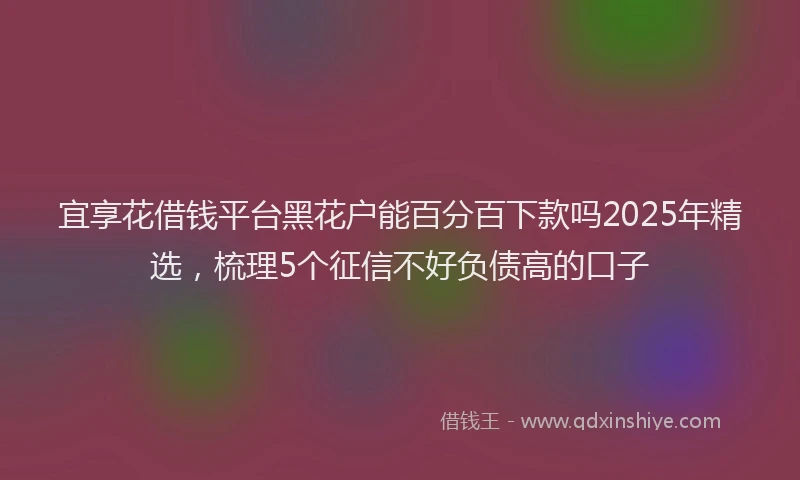 宜享花借钱平台黑花户能百分百下款吗2025年精选，梳理5个征信不好负债高的口子