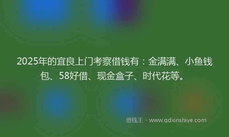 2025年的宜良上门考察借钱有：金满满、小鱼钱包、58好借、现金盒子、时代花等。